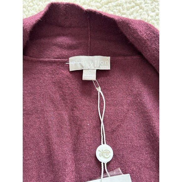Evolution By Cyrus Womens Open Front Cardigan Sweater Burgundy 3/4 Sleeve Size S - Picture 3 of 9